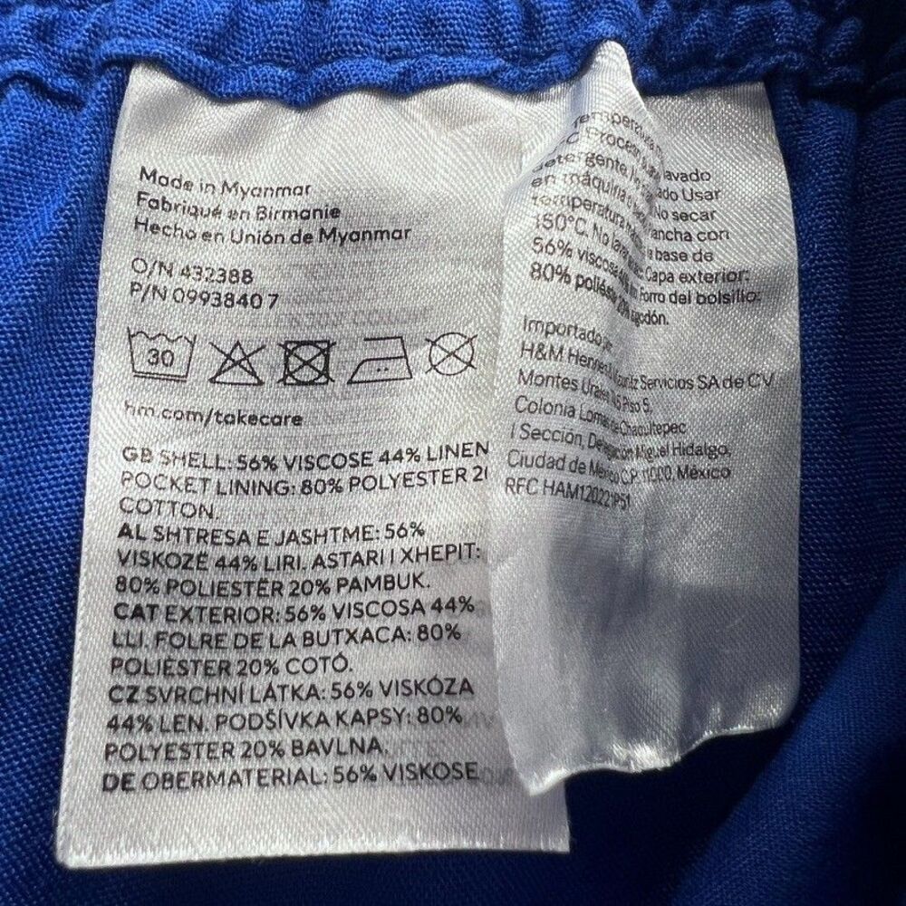 H & M Womens Shorts S Blue Linen Viscose Blend Pull On Elastic Waist - Picture 5 of 7
